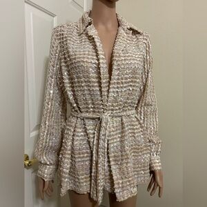 Vintage Lee Jordan New York/Jack Slote LV Tan Sequin Jacket. Women’s Size L/16.